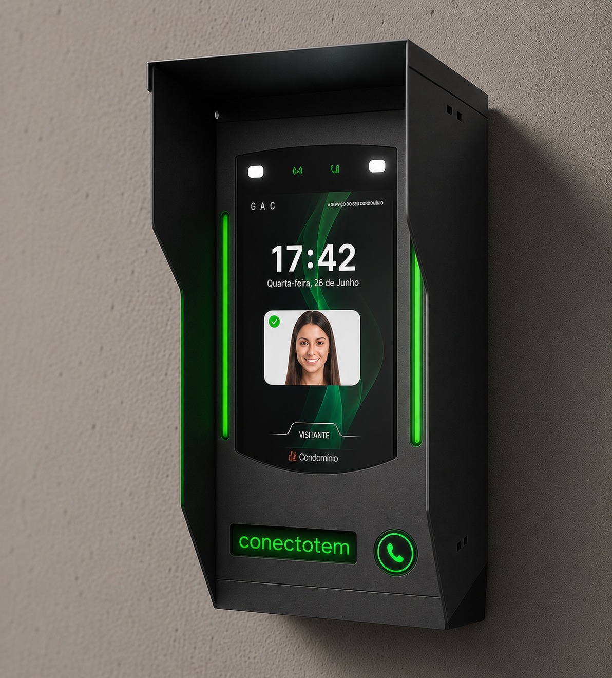 Totem de segurança Conectotem instalado em parede